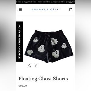 Sparkle City Floating Ghost Satin Shorts - Black & White